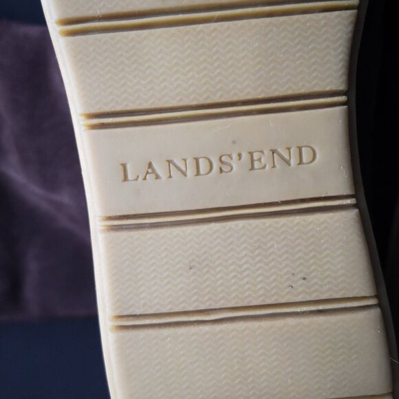 Lands' End Ladies Size 7.5 Faux Suede Dark Brown Faux Fur Lined Wedge Heel Boots - Picture 6 of 7